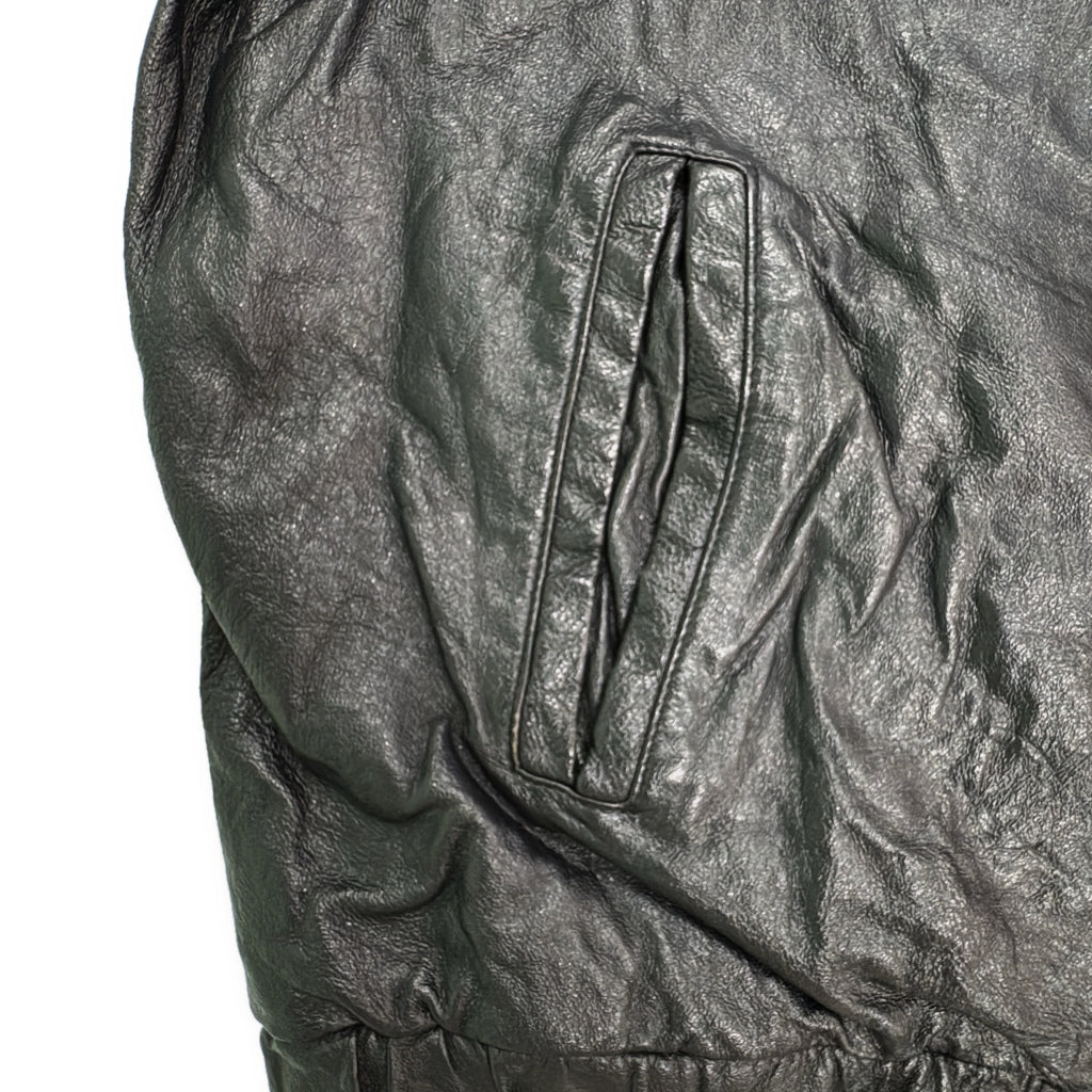 COUGAR LEATHER レザージャケット 大きいサイズ ブラック メンズ 2X 中古 古着 Y9195
