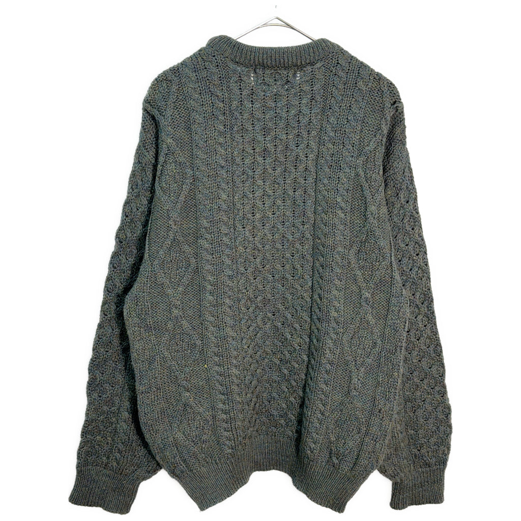 90年代 アイルランド製 Aran Crafts アランクラフト セーター グリーン メンズ M 中古 古着 Y9200