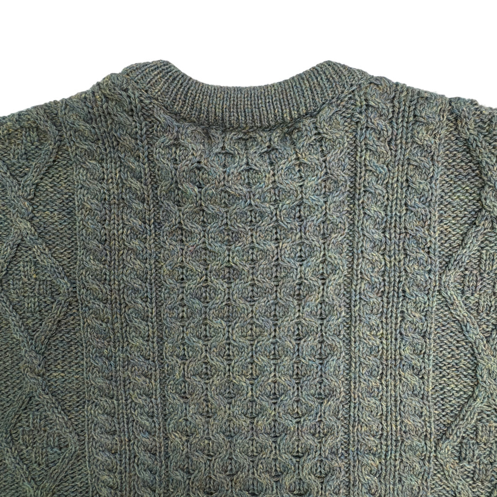 90年代 アイルランド製 Aran Crafts アランクラフト セーター グリーン メンズ M 中古 古着 Y9200