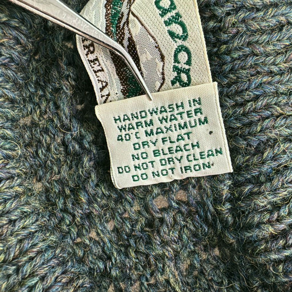 90年代 アイルランド製 Aran Crafts アランクラフト セーター グリーン メンズ M 中古 古着 Y9200