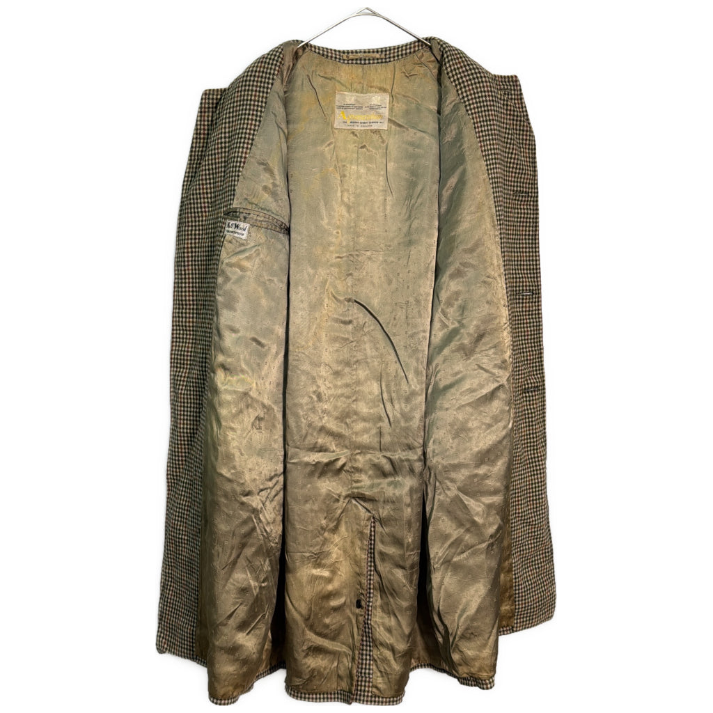 50年代 イングランド製 ALL WOOL SHOWERPROOF ステンカラーコート ヴィンテージ ユーロ ブラウン メンズ M相当 中古 古着 Y9202