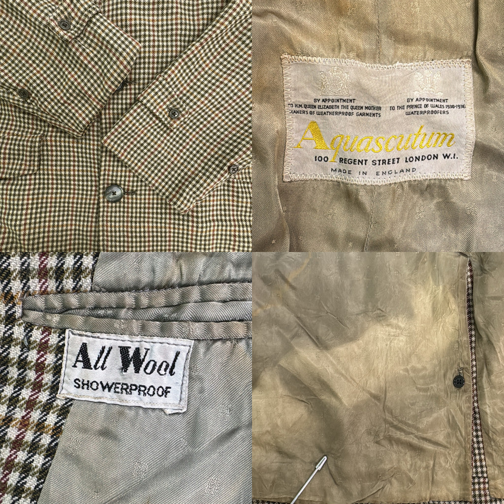 50年代 イングランド製 ALL WOOL SHOWERPROOF ステンカラーコート ヴィンテージ ユーロ ブラウン メンズ M相当 中古 古着 Y9202