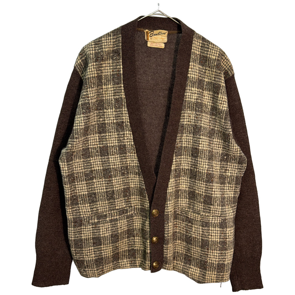 60年代 Brentwood カーディガン ヴィンテージ ブラウン メンズ 44 中古 古着 Y9204