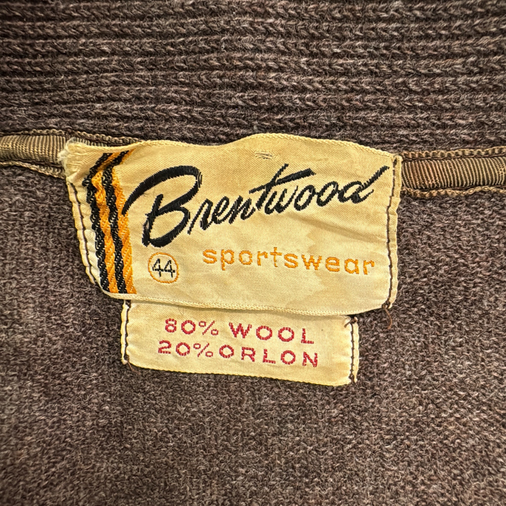60年代 Brentwood カーディガン ヴィンテージ ブラウン メンズ 44 中古 古着 Y9204