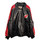 フェイクレザー スタジアムジャケット NHL ニュージャージー・デビルス プロチーム ホッケー ブラック メンズ XL 中古 古着 Y9209