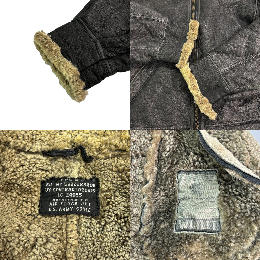 AVIATION TYPE B-3 Mouton Leather Military Jacket