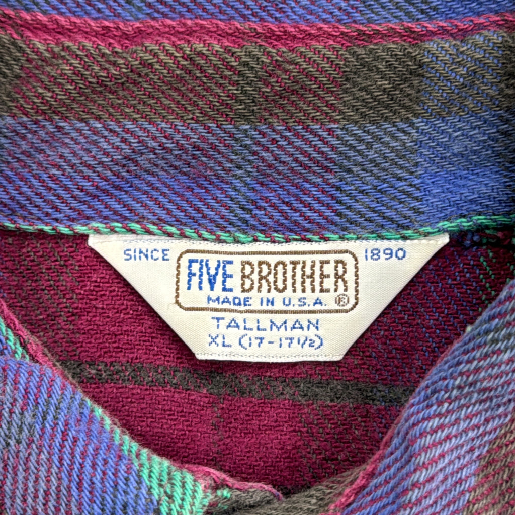 90s FIVE BROTHER Flannel Shirt