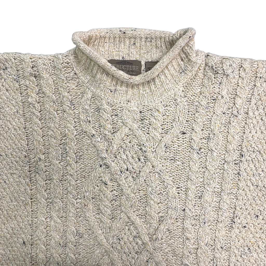 90s STRUCTURE Roll Neck Aran Sweater
