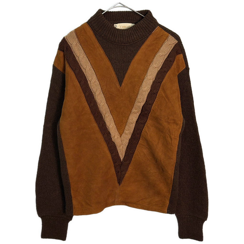 60s BRENT Leather × Wool Sweater