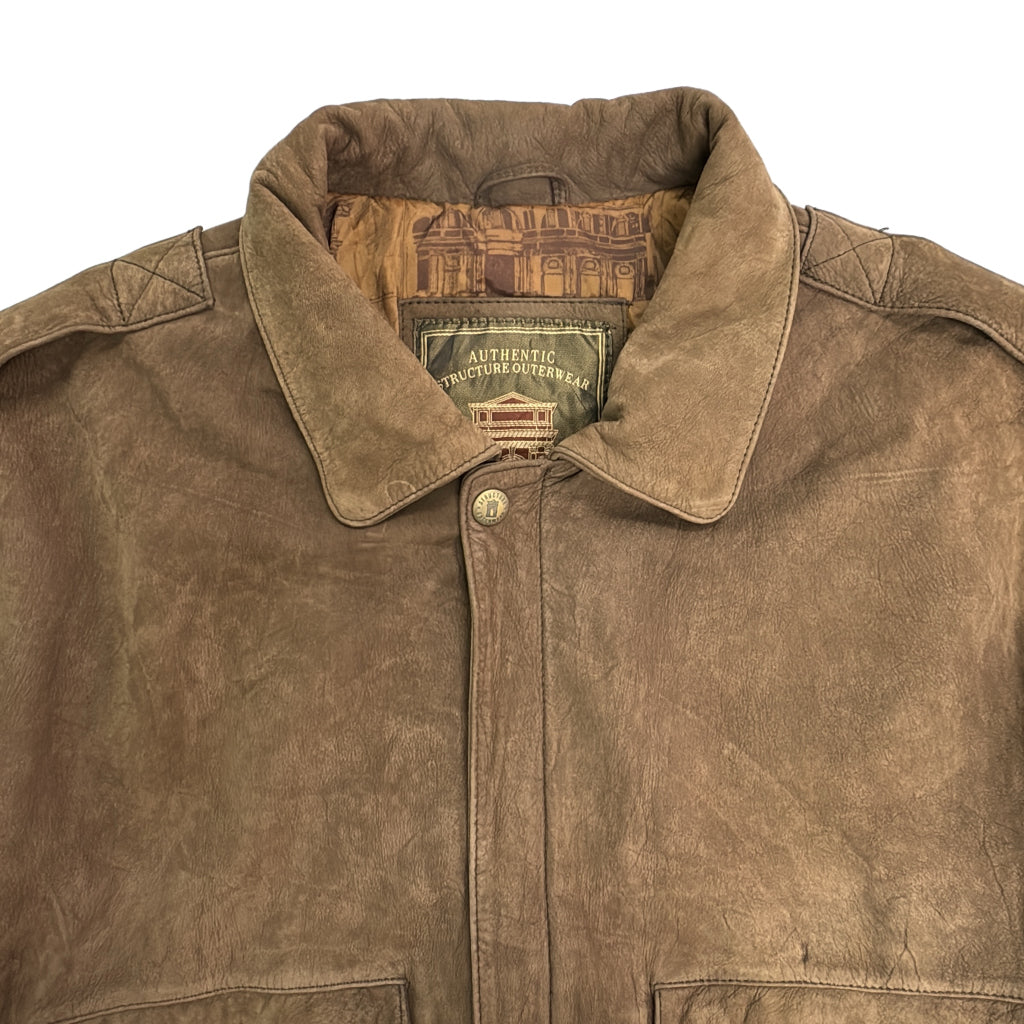 90s AUTHENTIC STRUCTURE OUTERWEAR Leather Jacket