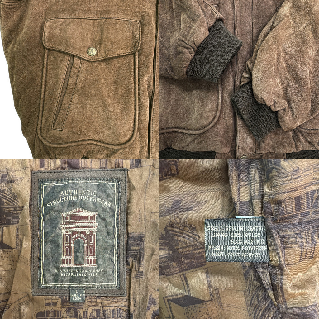 90s AUTHENTIC STRUCTURE OUTERWEAR Leather Jacket