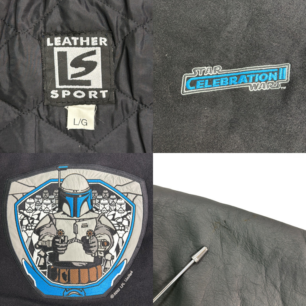 00s LEATHER SPORT STAR WARS "Jango Fett" Varsity Jacket