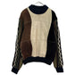 VENETO Leather paneling 3D Knit Sweater