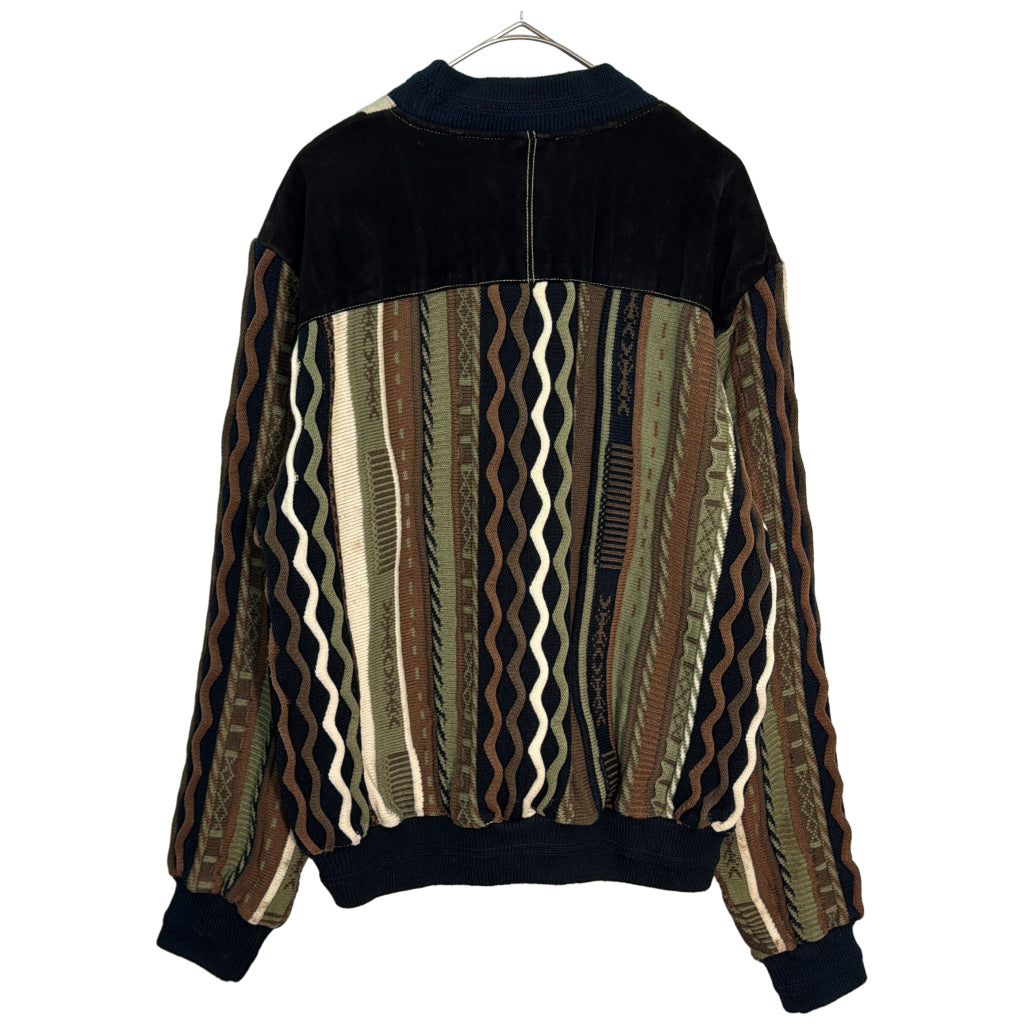 VENETO Leather paneling 3D Knit Sweater