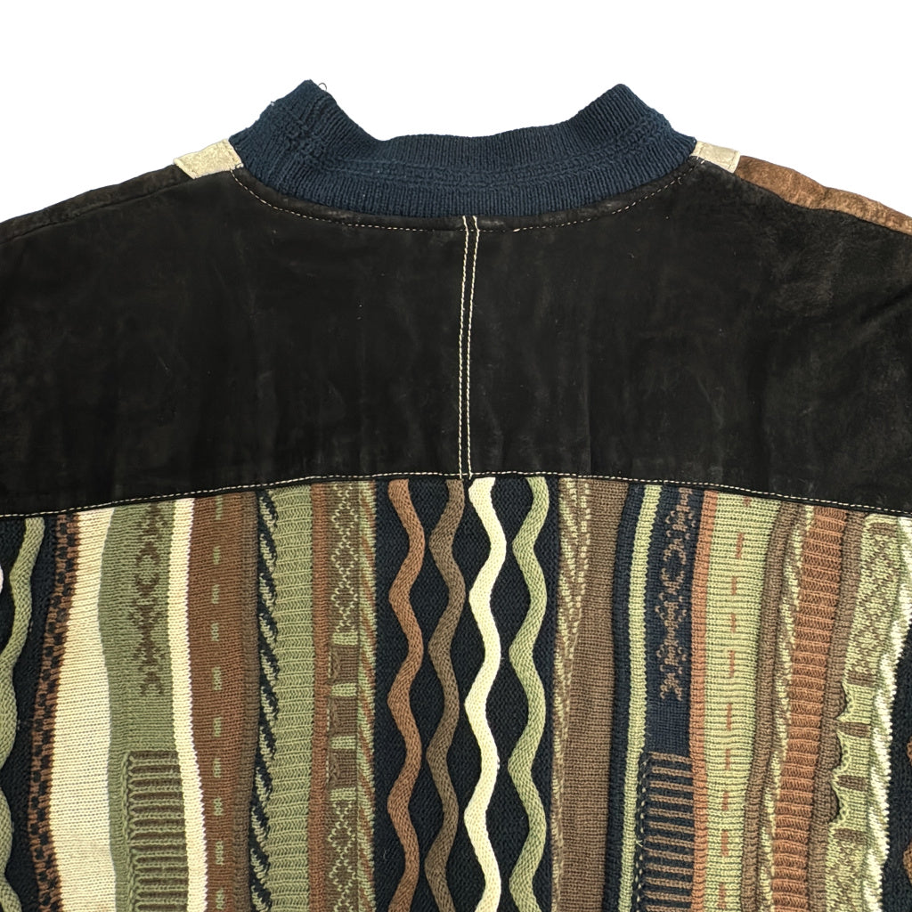 VENETO Leather paneling 3D Knit Sweater