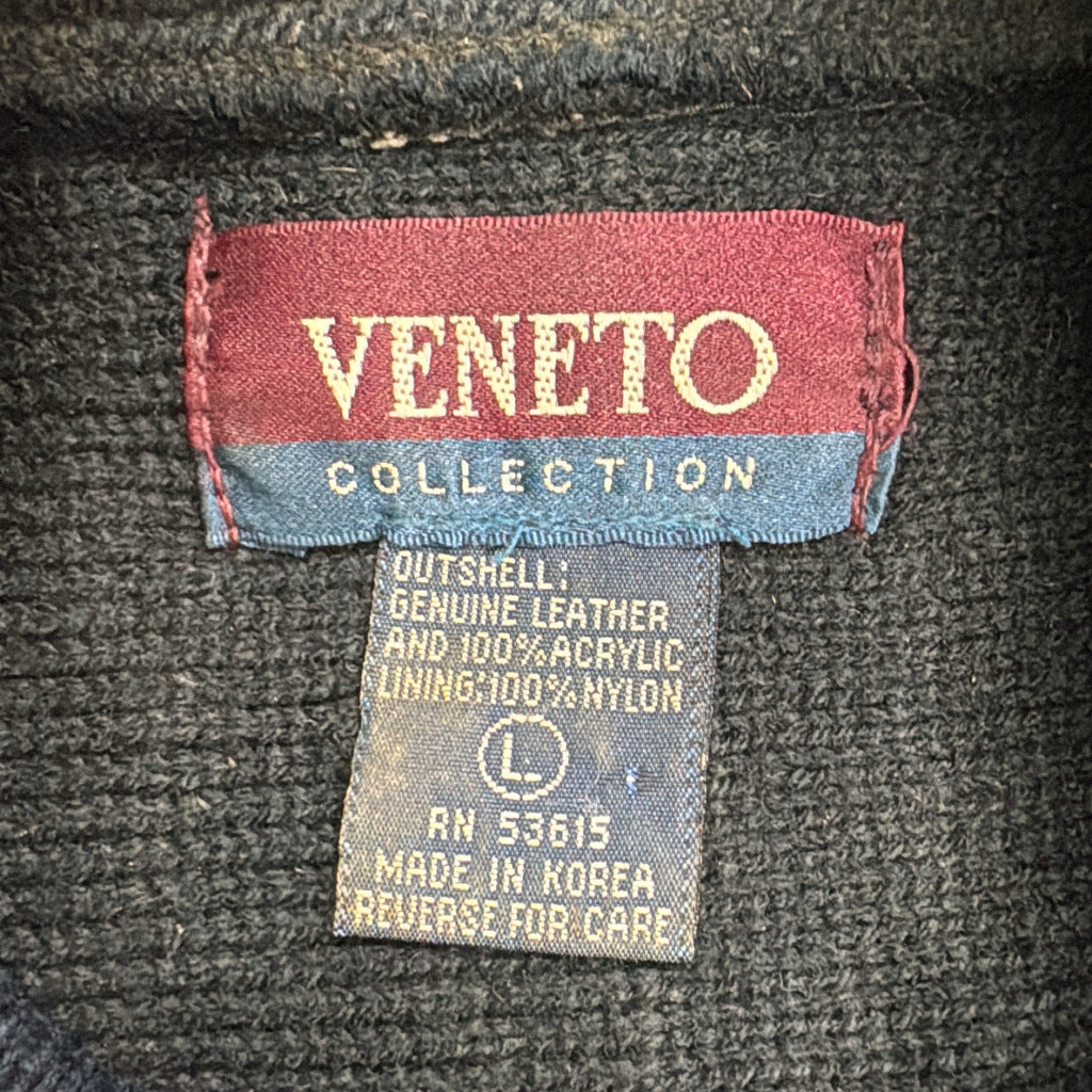 VENETO Leather paneling 3D Knit Sweater