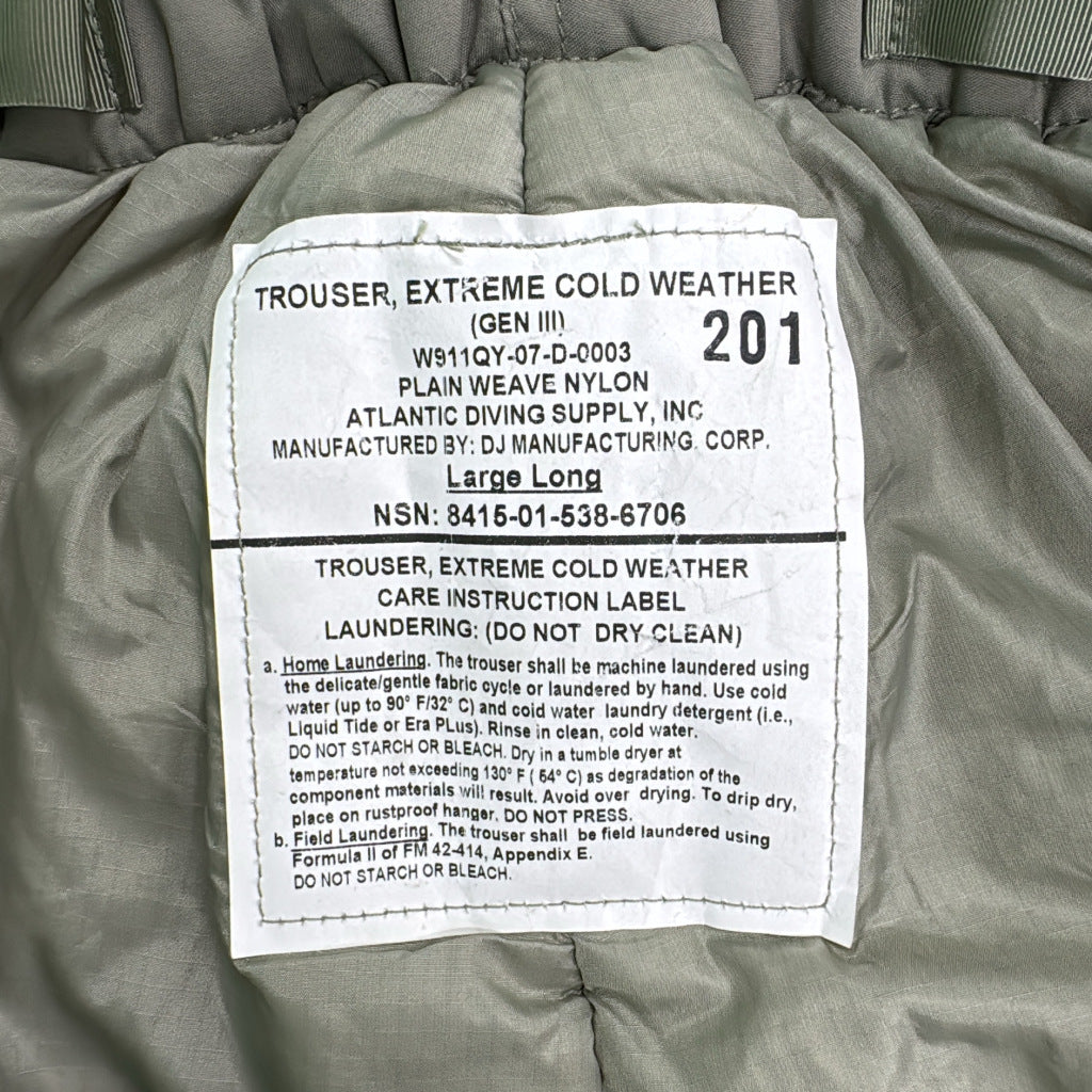 00s U.S.ARMY ECWCS GEN3 Level7 PRIMALOFT Military Pants